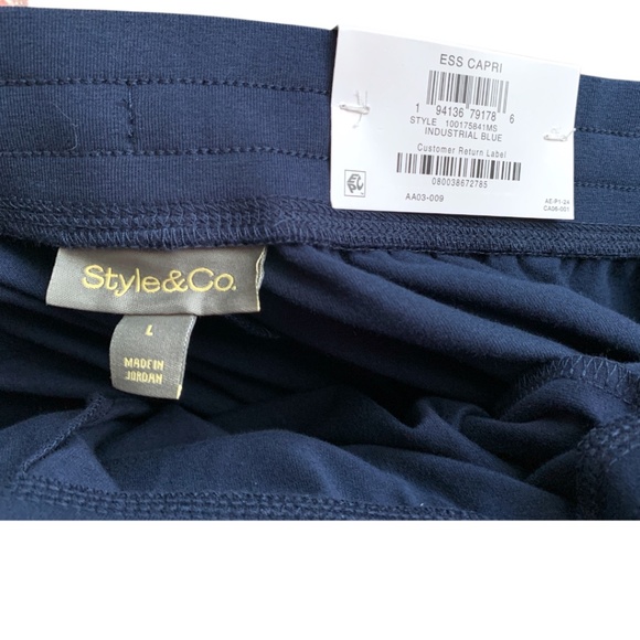 NWT Syle & Co Women's Navy Pants Size Large Straight Draw String Pockets - Picture 6 of 7